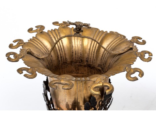 Two Antique Metal Cordial Glass Holders