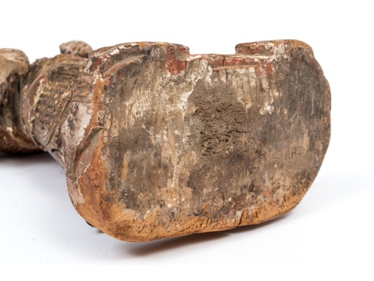 Antique Chinese Carved And Painted Guardian 