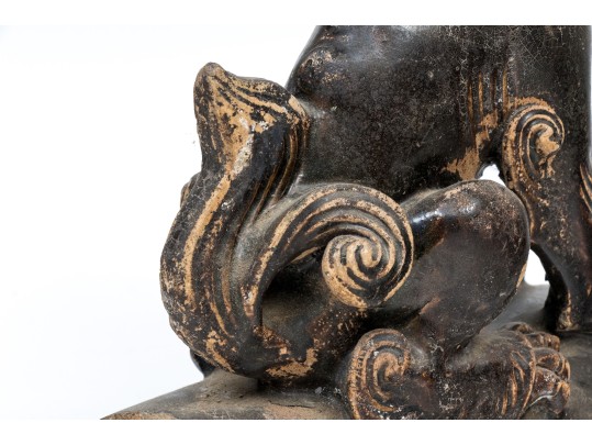 Chinese Glazed Ceramic Foo Dog Form Roof Tile, Ming Dynasty