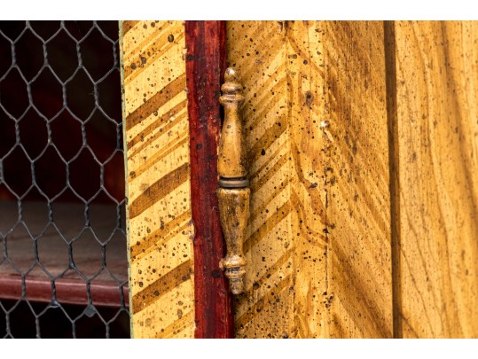 Vintage Faux Bois Painted Hanging Display Cabinet