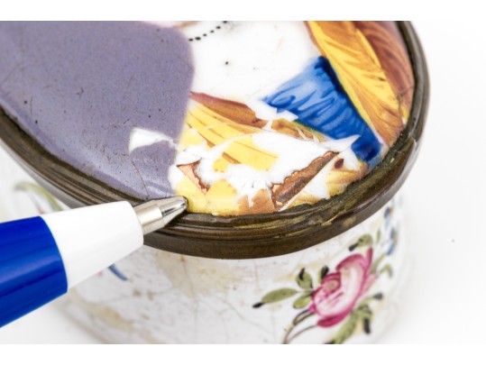 Antique Oval Battersea Box, Maria Gunning Portrait Theme