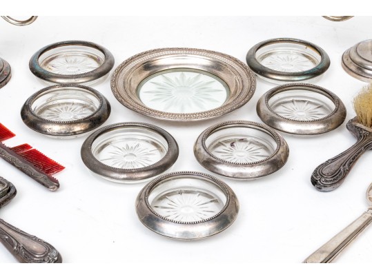 Collection Of Antique Sterling Silver Trimmed And Weighted Items 