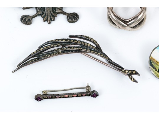 Lot Of Assorted Sterling Silver Jewelry Pieces, Including A Cuff Bracelet