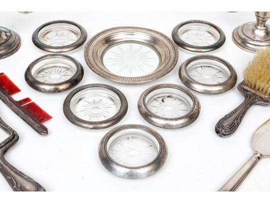 Collection Of Antique Sterling Silver Trimmed And Weighted Items 