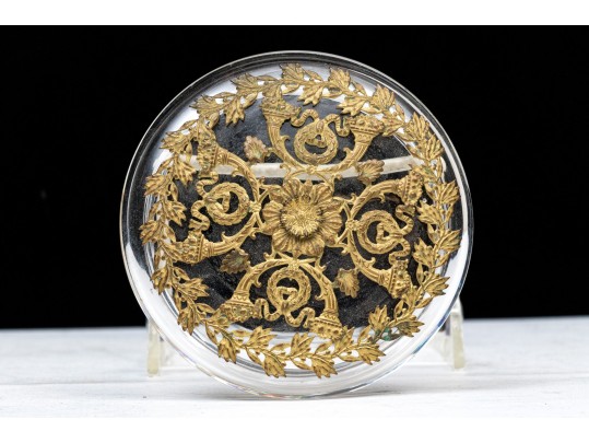 Antique Crystal Dresser Box With French Empire Style Appliques