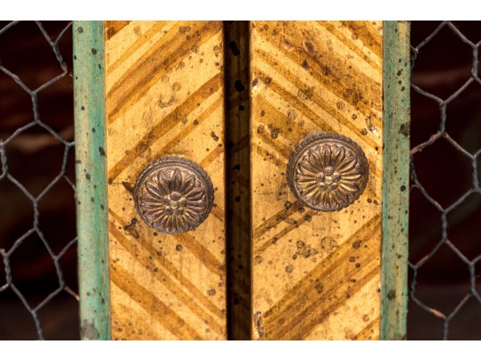 Vintage Faux Bois Painted Hanging Display Cabinet