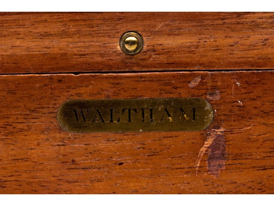Antique Waltham Nautical Chronometer In Wooden Case