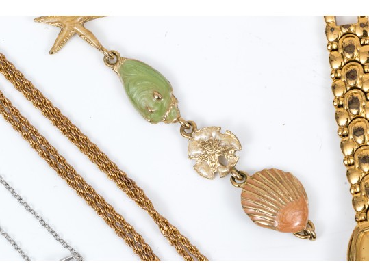 Lot Of Assorted Costume Jewelry Pieces, Including A Trifari Brooch