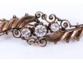 9k Rose Gold Pretty Antique Swirl Bar Brooch, Set With White Topaz Stones