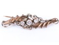 9k Rose Gold Pretty Antique Swirl Bar Brooch, Set With White Topaz Stones