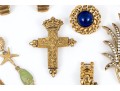 Lot Of Assorted Costume Jewelry Pieces, Including A Trifari Brooch