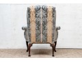 George II Style Upholstered And Stained Wood Wing Armchair 