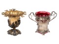 Two Antique Metal Cordial Glass Holders