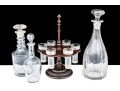 Collection Of Three Decanters, Including A Baccarat, With An Epergne Stand With Six Glasses