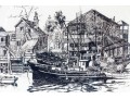 Vintage Black And White Print, View Of San Pedro