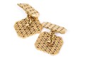 14k Yellow Gold Beautiful Rectangular Lattice Motif Loose Links Style Cufflinks