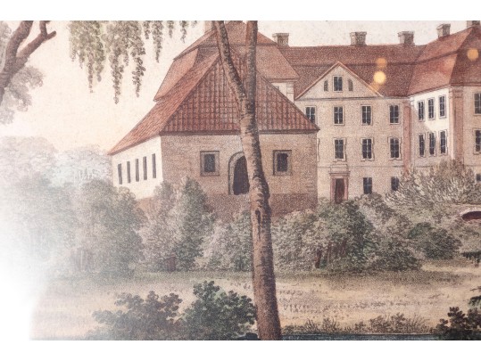 Large Vintage Reproduction Engraving Of Christinehof Castle