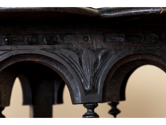 Heavily Carved Victorian English Trefoil Side Table