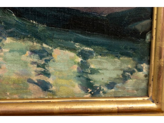 Hattie Hutchcraft Hill (1847 - 1921) Dusk Harbor Oil Painting