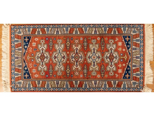 Beautiful Wool Scatter Rug With Geometric Motifs (4'7