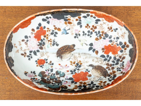 Oriental Kutani-Style Porcelain Oval Dish