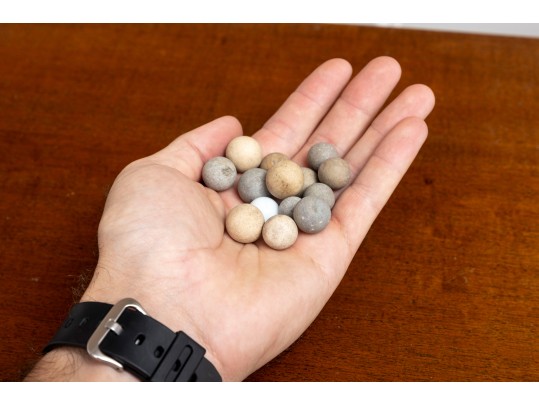 French Antique Clay Stone Marbles