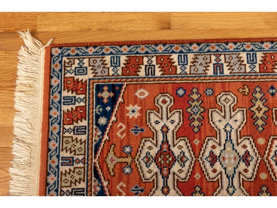 Beautiful Wool Scatter Rug With Geometric Motifs (4'7