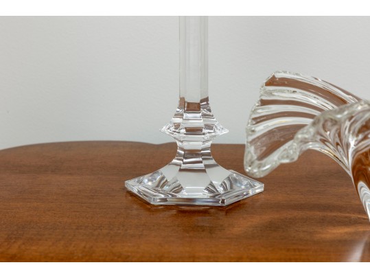 Val Saint Lambert Crystal Candlesticks & Mikasa Belle Bowl