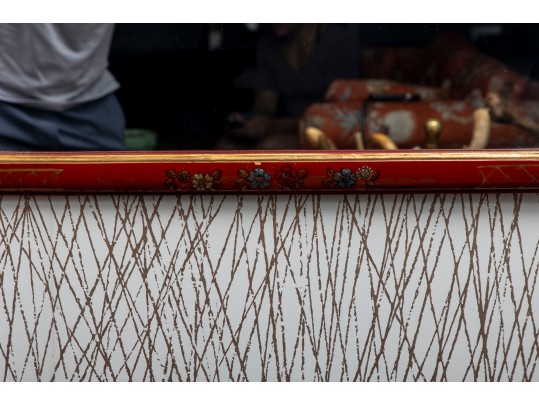 Lane Venture Chinoiserie Painted Red Mirror