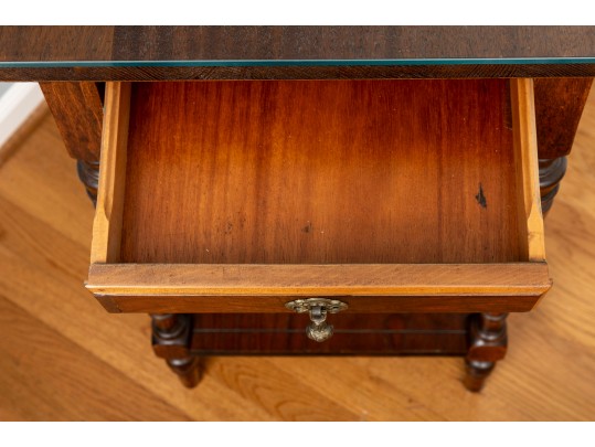 Traditional Glass-Topped Nightstand