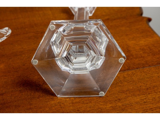 Val Saint Lambert Crystal Candlesticks & Mikasa Belle Bowl