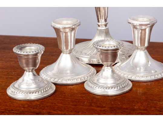 Five Pairs Of Rare Weighted Victorian Style Sterling Candlesticks