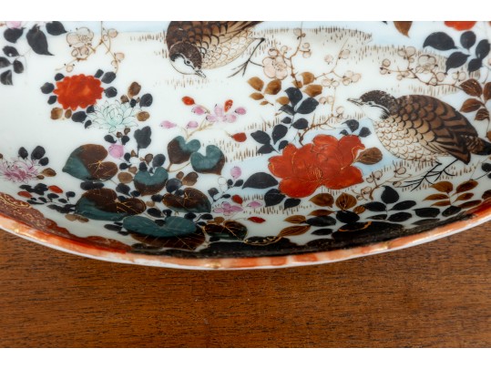 Oriental Kutani-Style Porcelain Oval Dish