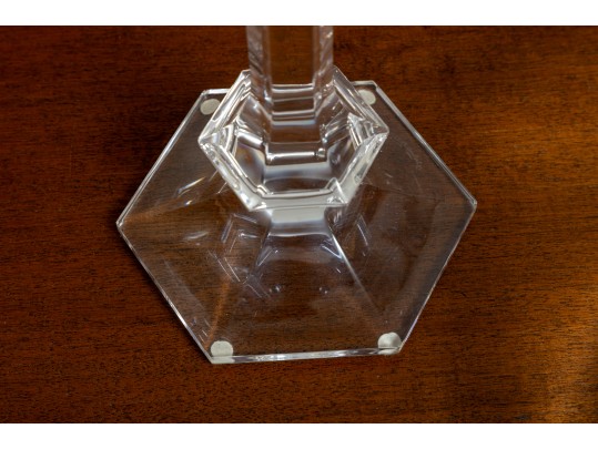 Val Saint Lambert Crystal Candlesticks & Mikasa Belle Bowl