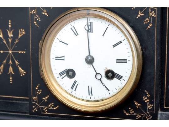 Antique First Virginia Bank Black Slate Clock