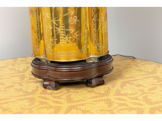 1970's Chinese Brass Tea Canister Table Lamp