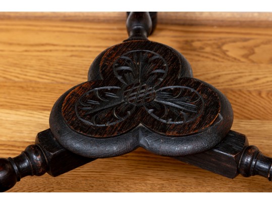 Heavily Carved Victorian English Trefoil Side Table