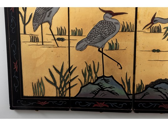 Chinese 4-Panel Coromandel Wall Hanging Screen