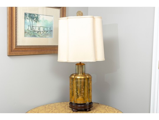 1970's Chinese Brass Tea Canister Table Lamp