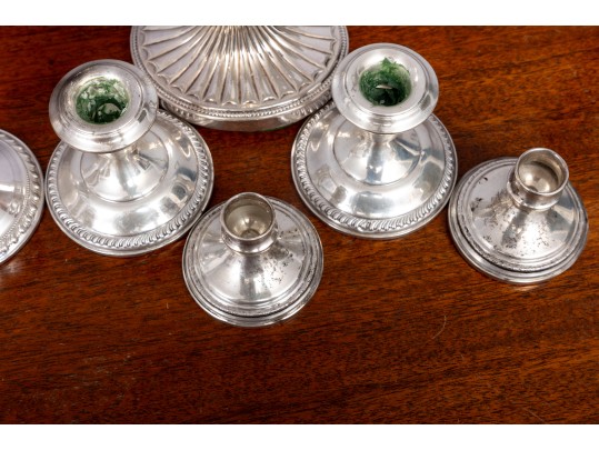 Five Pairs Of Rare Weighted Victorian Style Sterling Candlesticks