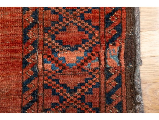 Hand-Woven Esari Turkmen Style Antique Rug With Fringe (8'1