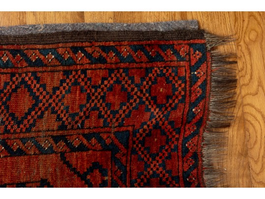 Hand-Woven Esari Turkmen Style Antique Rug With Fringe (8'1