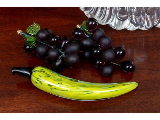 Crystal Cornicopia Bowl With Art Glass Fruit 