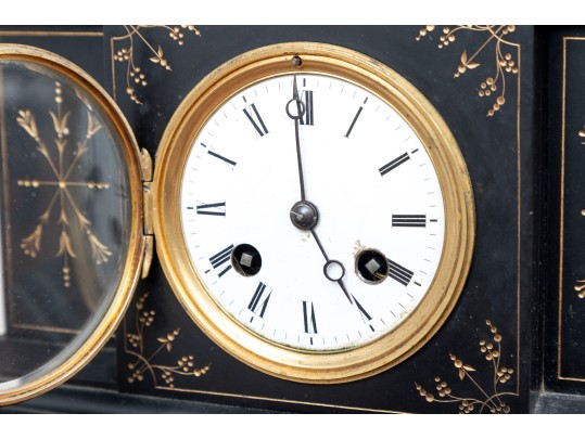 Antique First Virginia Bank Black Slate Clock