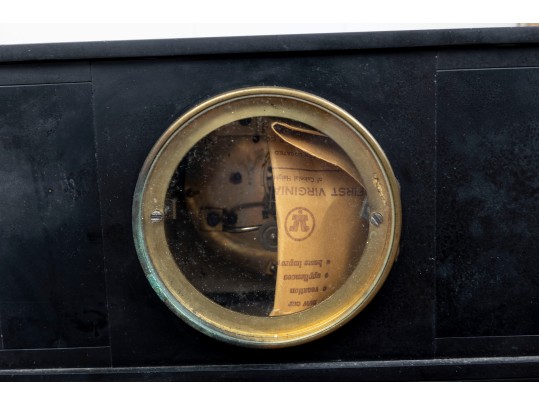 Antique First Virginia Bank Black Slate Clock