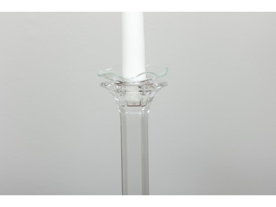 Val Saint Lambert Crystal Candlesticks & Mikasa Belle Bowl