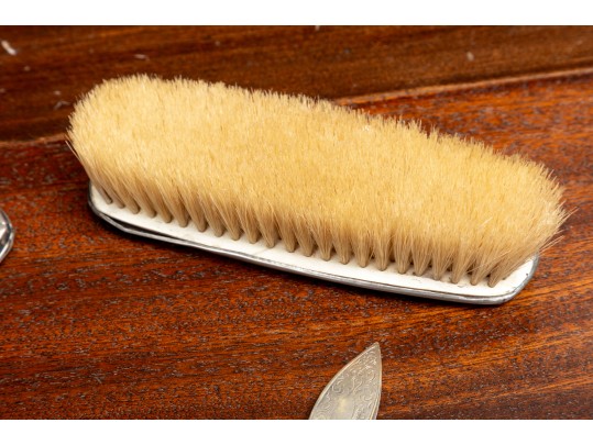 Vintage Sterling Silver & Mother Of Pearl Vanity Brush Set