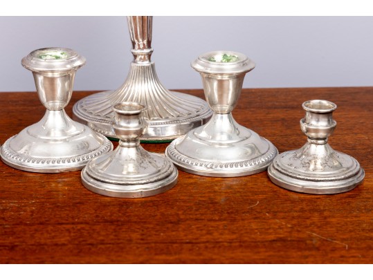 Five Pairs Of Rare Weighted Victorian Style Sterling Candlesticks