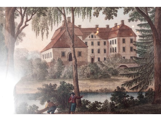 Large Vintage Reproduction Engraving Of Christinehof Castle