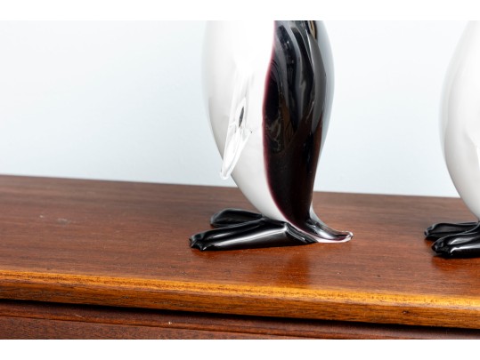 Family Of Three Murano Glass Penguins After Formia Vetri Di
